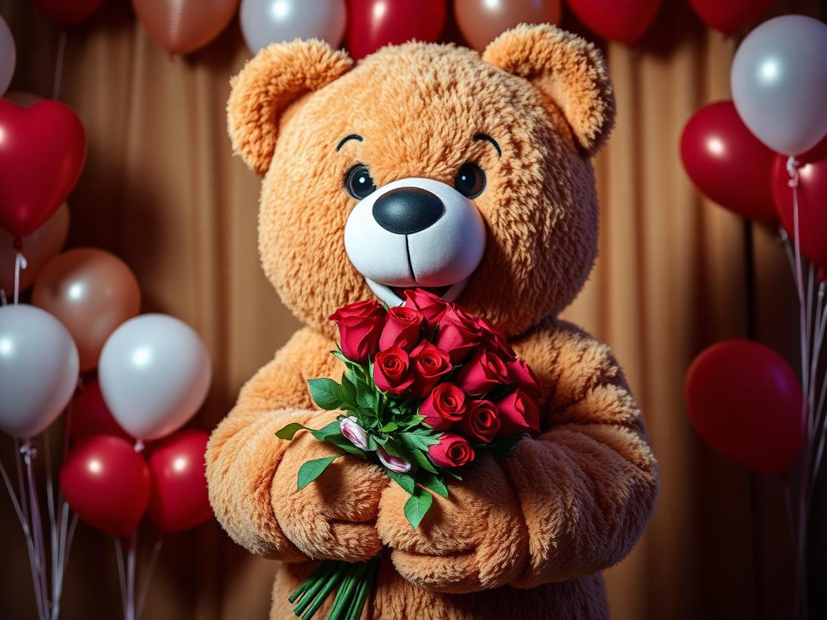 Giant Teddy mascot at a Naanu decoration
